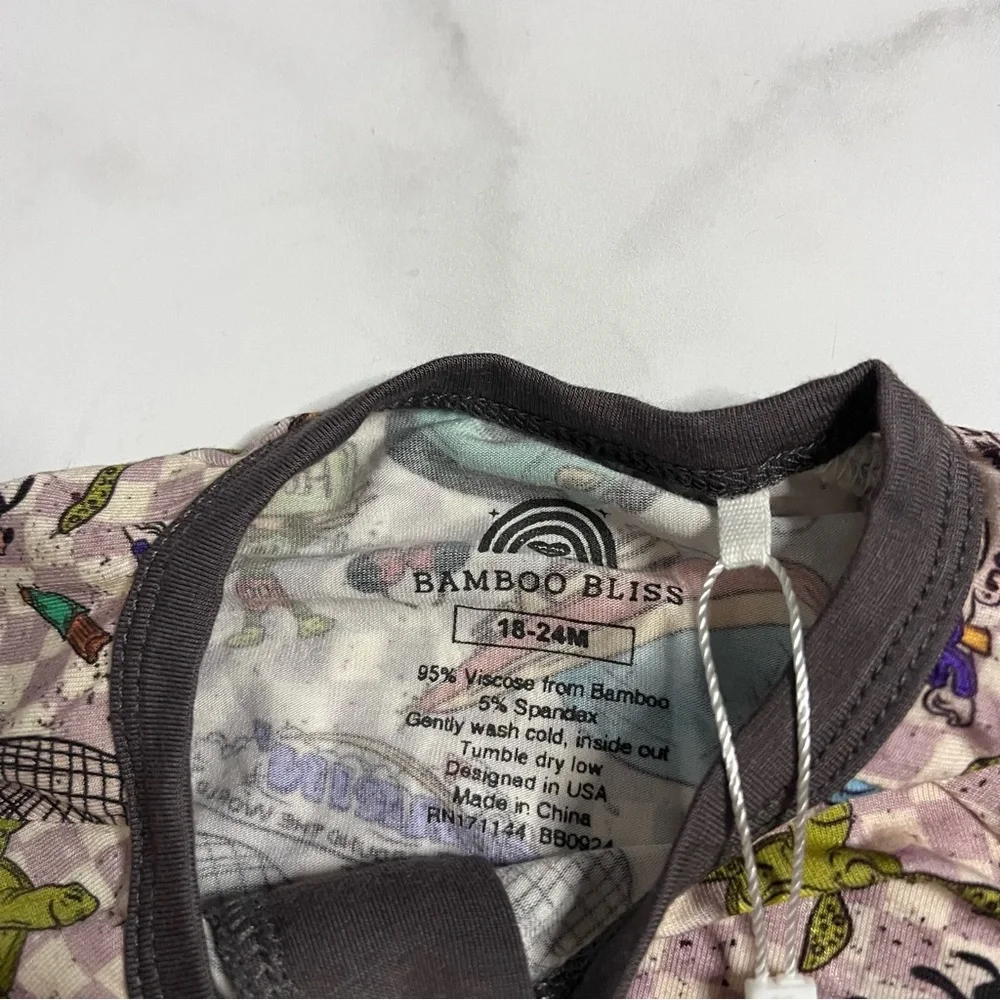 New Bamboo Bliss Disneyland Rides Print Bamboo Zippy Pajamas 18-24 Months